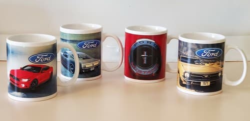 Ford Mustang 4 coffee mug cup set. 3 different car model cups and a logo cup. - Thumbnail 4