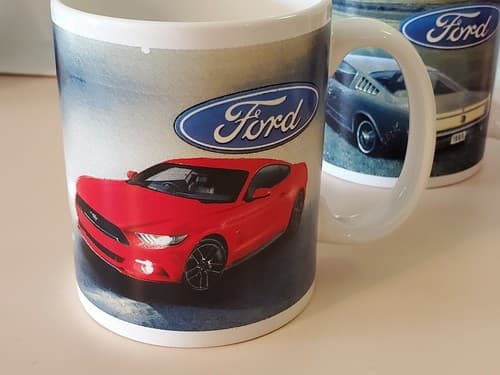 Ford Mustang 4 coffee mug cup set. 3 different car model cups and a logo cup. - Thumbnail 2