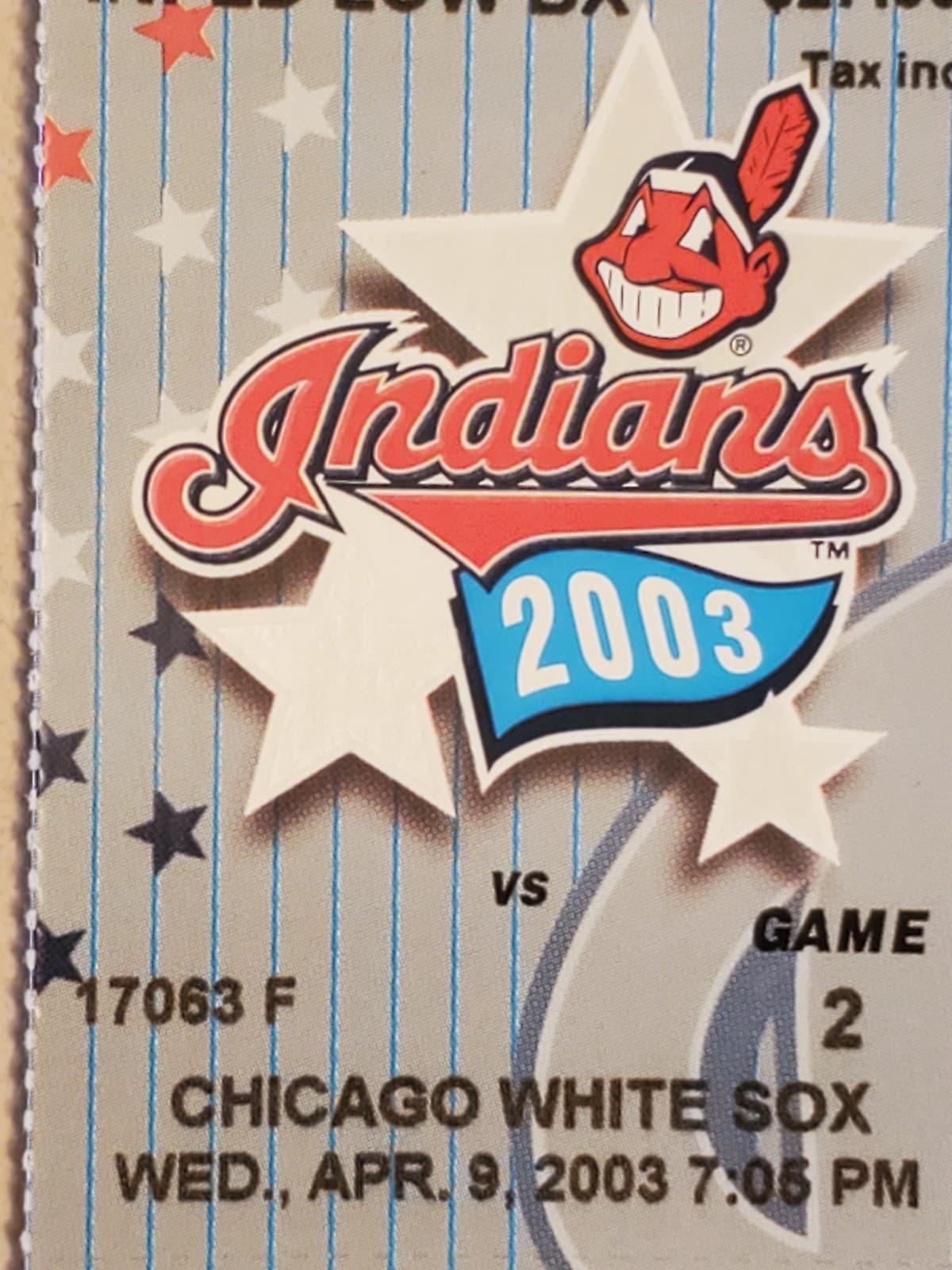 2003 MLB Cleveland Indians Ticket Stub APR 9 2003 v Chicago White Sox (5-2W) SEC - Thumbnail 4