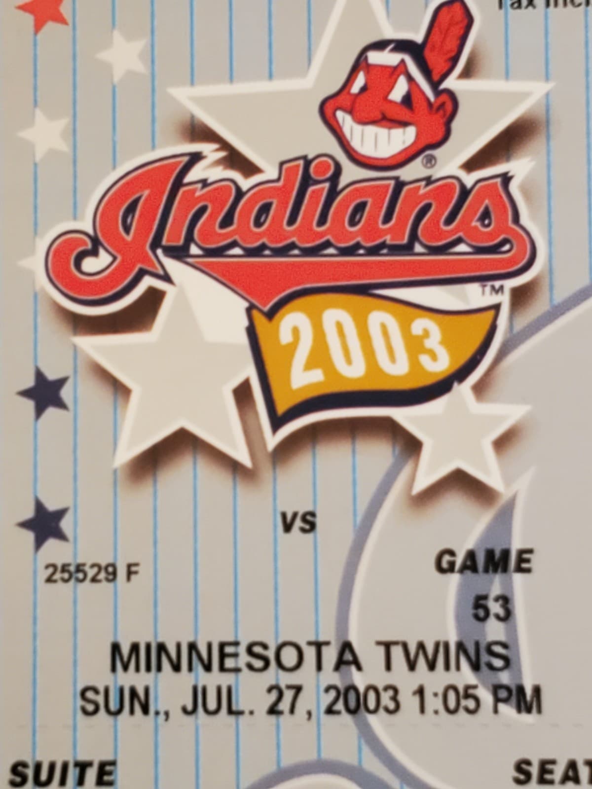 2003 MLB Cleveland Indians Ticket Stub JUL 27 2003 v Minnesota Twins (3-2W) SUIT - Thumbnail 4
