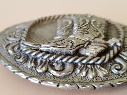 Belt Buckle - Pewter EJC@95 buckle featuring cowboy boots with spurs. Pristine - Thumbnail 4