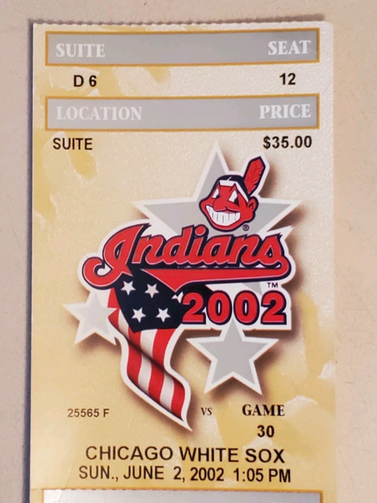 2002 MLB Cleveland Indians Ticket Stub JUN 2 2002 v Chicago White Sox (4-3W) - Thumbnail 6