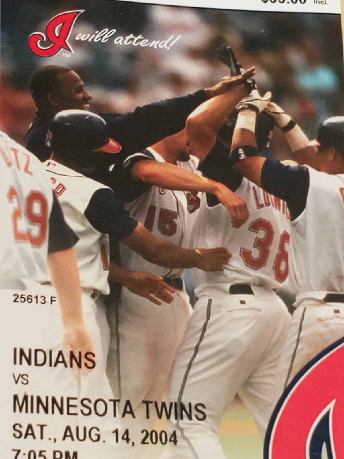 2004 MLB Cleveland Indians Ticket Stub AUG 14 2004 v Minnesota Twins (7-1W) SUIT - Thumbnail 7