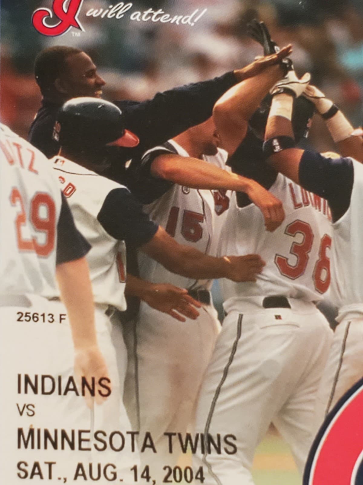 2004 MLB Cleveland Indians Ticket Stub AUG 14 2004 v Minnesota Twins (7-1W) SUIT - Thumbnail 4