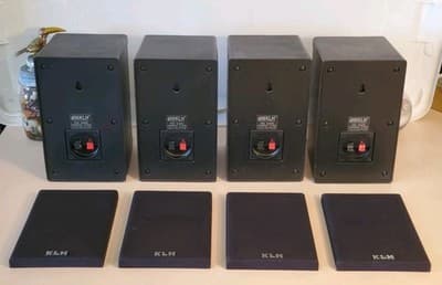 LOT(4) KLH 9900 Satellite Surround Sound Speakers, Black with removable covers. - Thumbnail 3