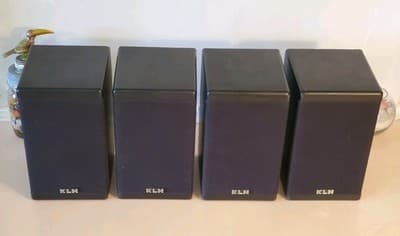 LOT(4) KLH 9900 Satellite Surround Sound Speakers, Black with removable covers. - Image 1