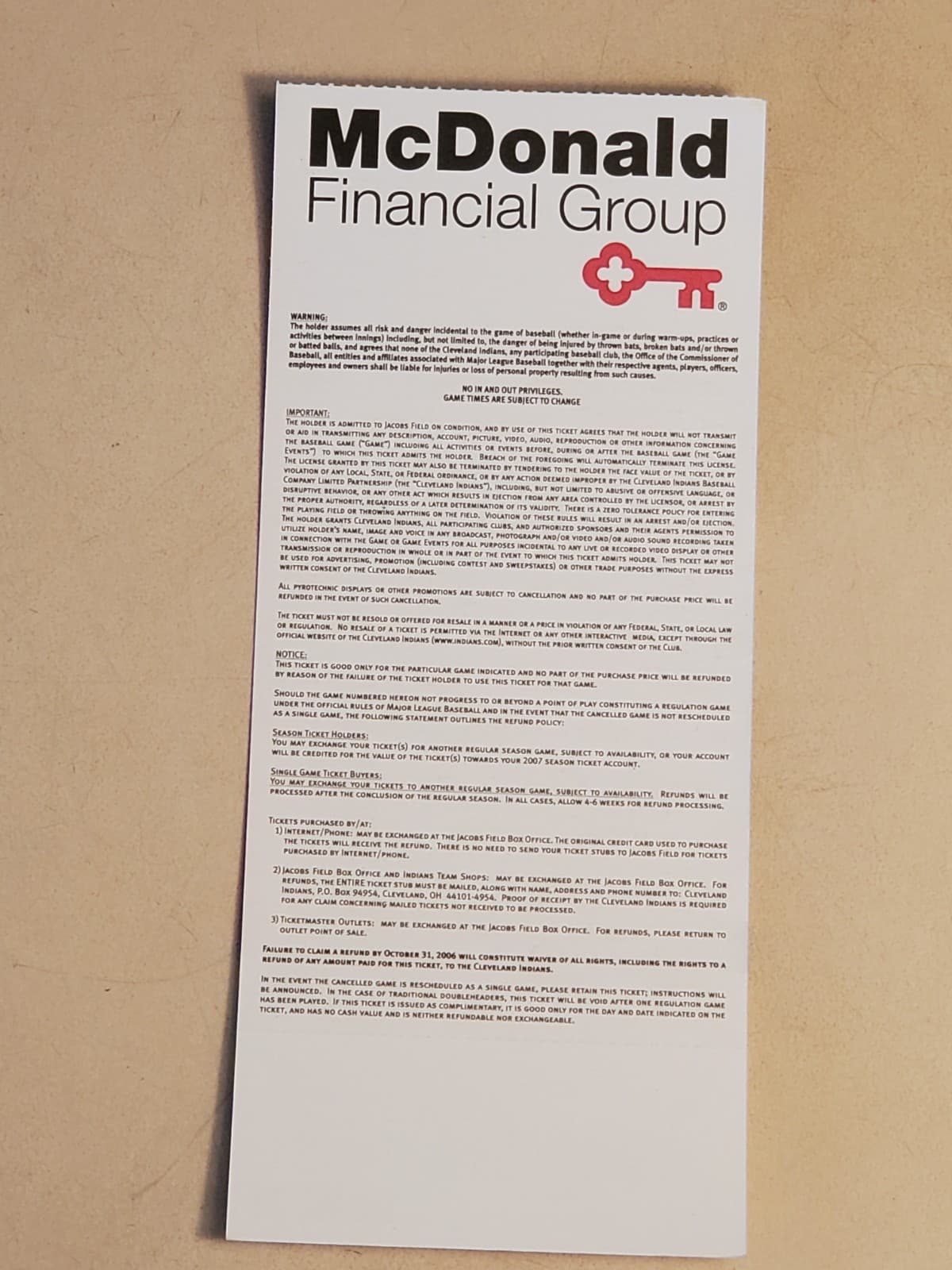 2006 MLB Cleveland Indians Ticket Stub SEP 14 2006 v Minnesota Twins (4-9L) - Thumbnail 2