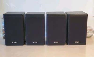 LOT(4) KLH 9900 Satellite Surround Sound Speakers, Black with removable covers. - Thumbnail 4