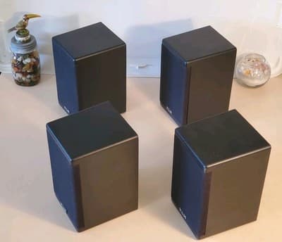 LOT(4) KLH 9900 Satellite Surround Sound Speakers, Black with removable covers. - Thumbnail 6
