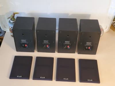 LOT(4) KLH 9900 Satellite Surround Sound Speakers, Black with removable covers. - Thumbnail 10