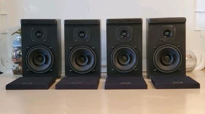 LOT(4) KLH 9900 Satellite Surround Sound Speakers, Black with removable covers. - Thumbnail 8