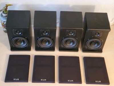LOT(4) KLH 9900 Satellite Surround Sound Speakers, Black with removable covers. - Thumbnail 2