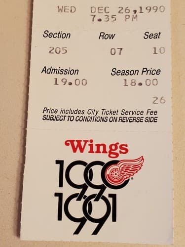 1990 NHL Detroit Red Wings Ticket Stub DEC 26, 90 v USSR Soviet Union Red Army - Thumbnail 7