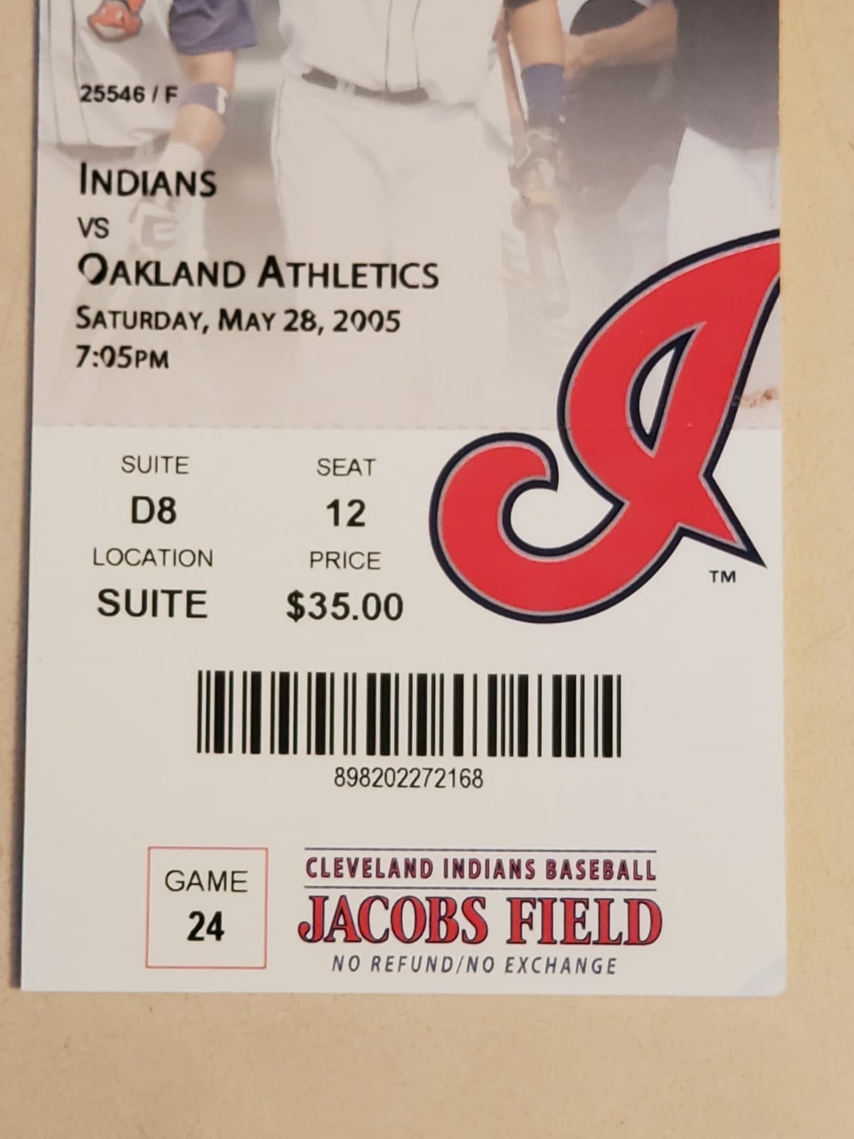 2005 MLB Cleveland Indians Ticket Stub MAY 28 2005 v Oakland A's (6-3W) SUITE D8 - Thumbnail 5