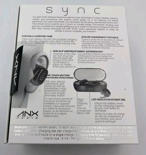 ANX Audio AX50 Sync True Wireless Earbuds With Charging Case, NEW Black - Thumbnail 11