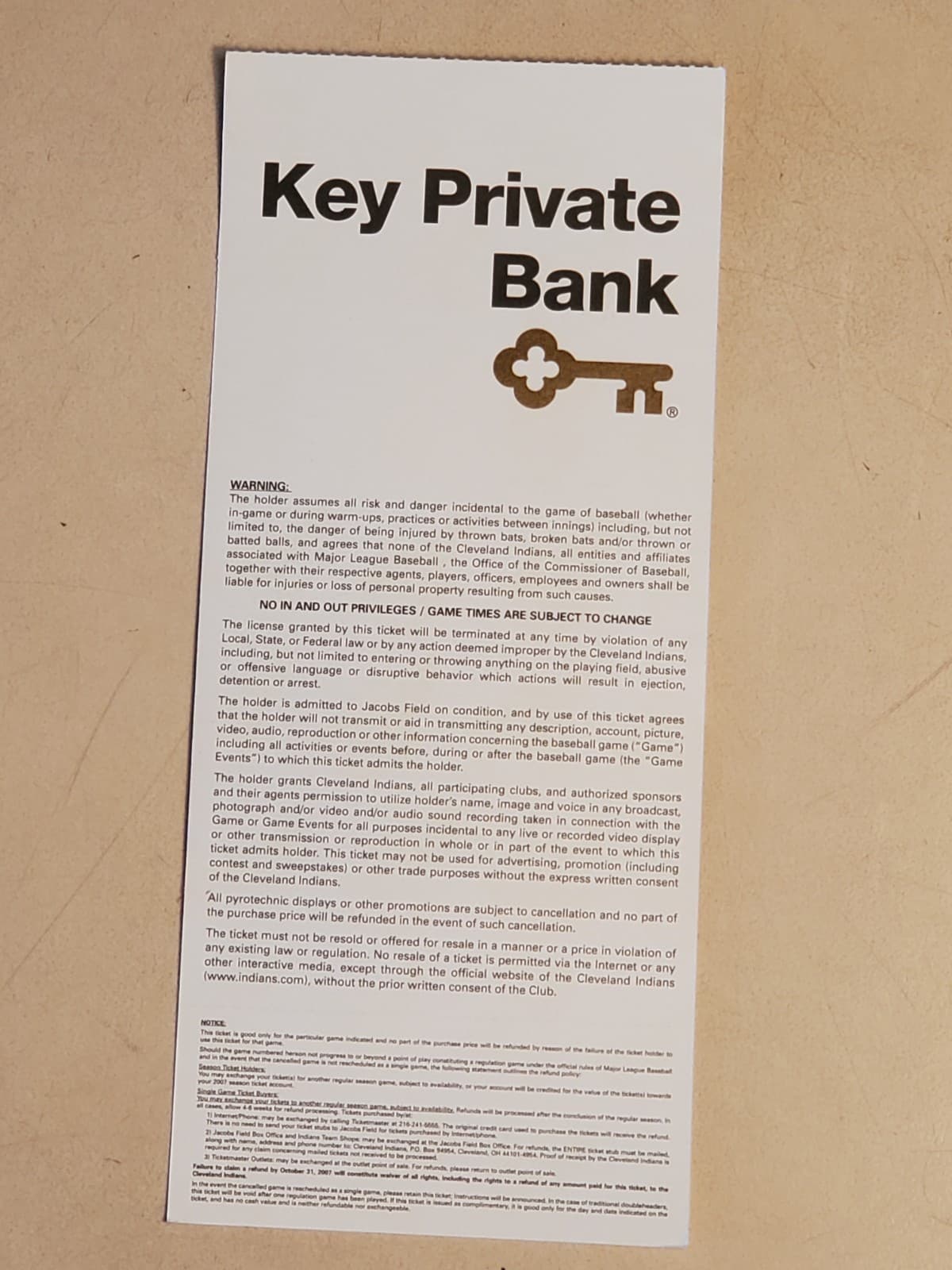 2007 MLB Cleveland Indians Ticket Stub AUG 30 2007 v Seattle Mariners (Minn) - Thumbnail 5