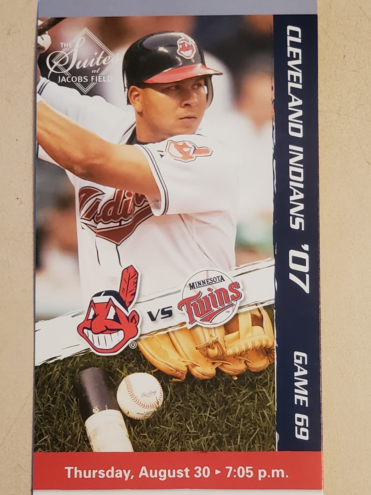 2007 MLB Cleveland Indians Ticket Stub AUG 30 2007 v Seattle Mariners (Minn) - Thumbnail 2