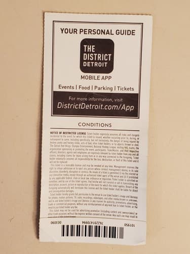 2017 NHL Detroit Red Wings Ticket Stub. OCT 5 2017 v Phoenix Coyotes. LCA Opener - Thumbnail 2