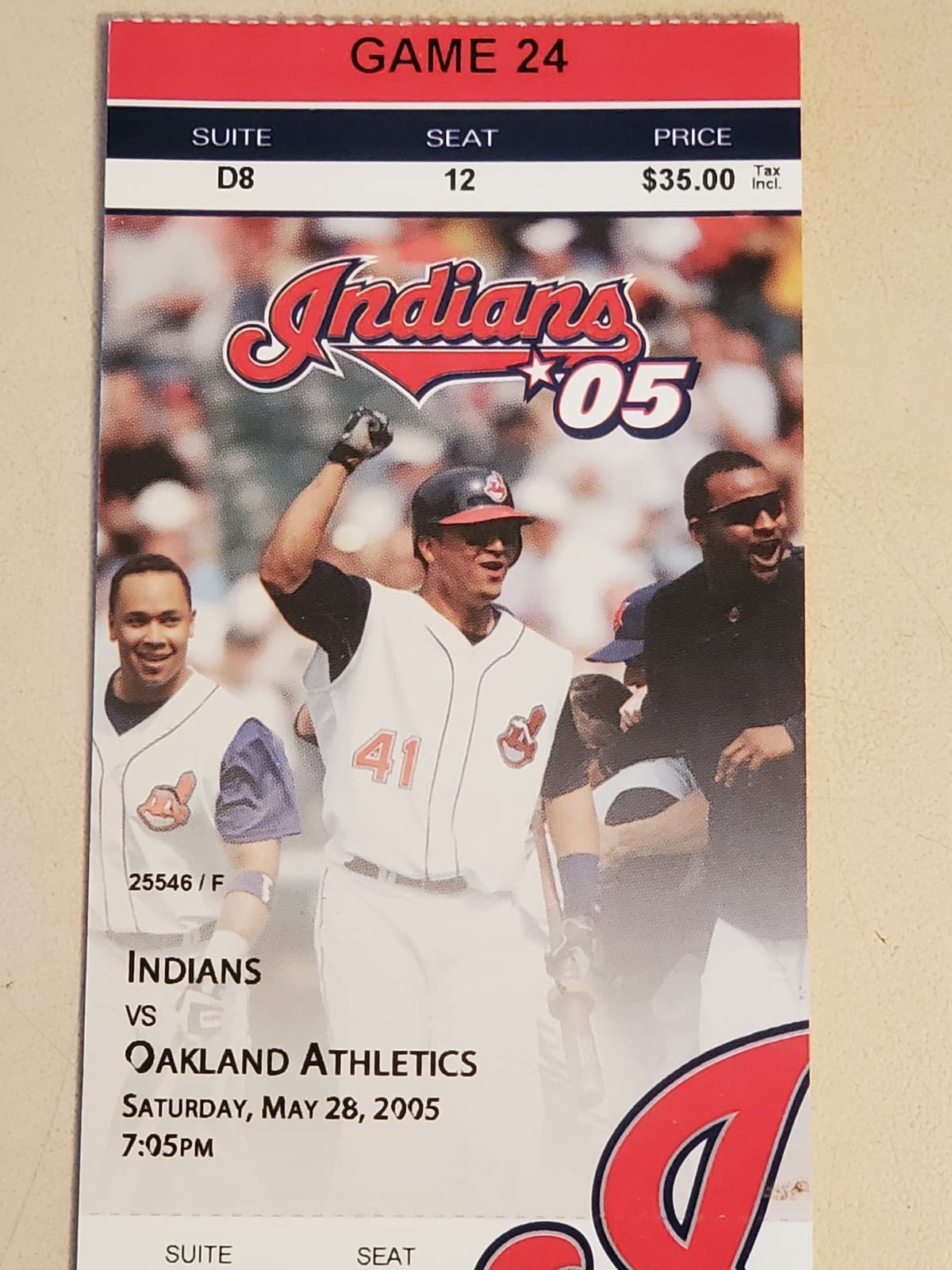 2005 MLB Cleveland Indians Ticket Stub MAY 28 2005 v Oakland A's (6-3W) SUITE D8 - Thumbnail 6
