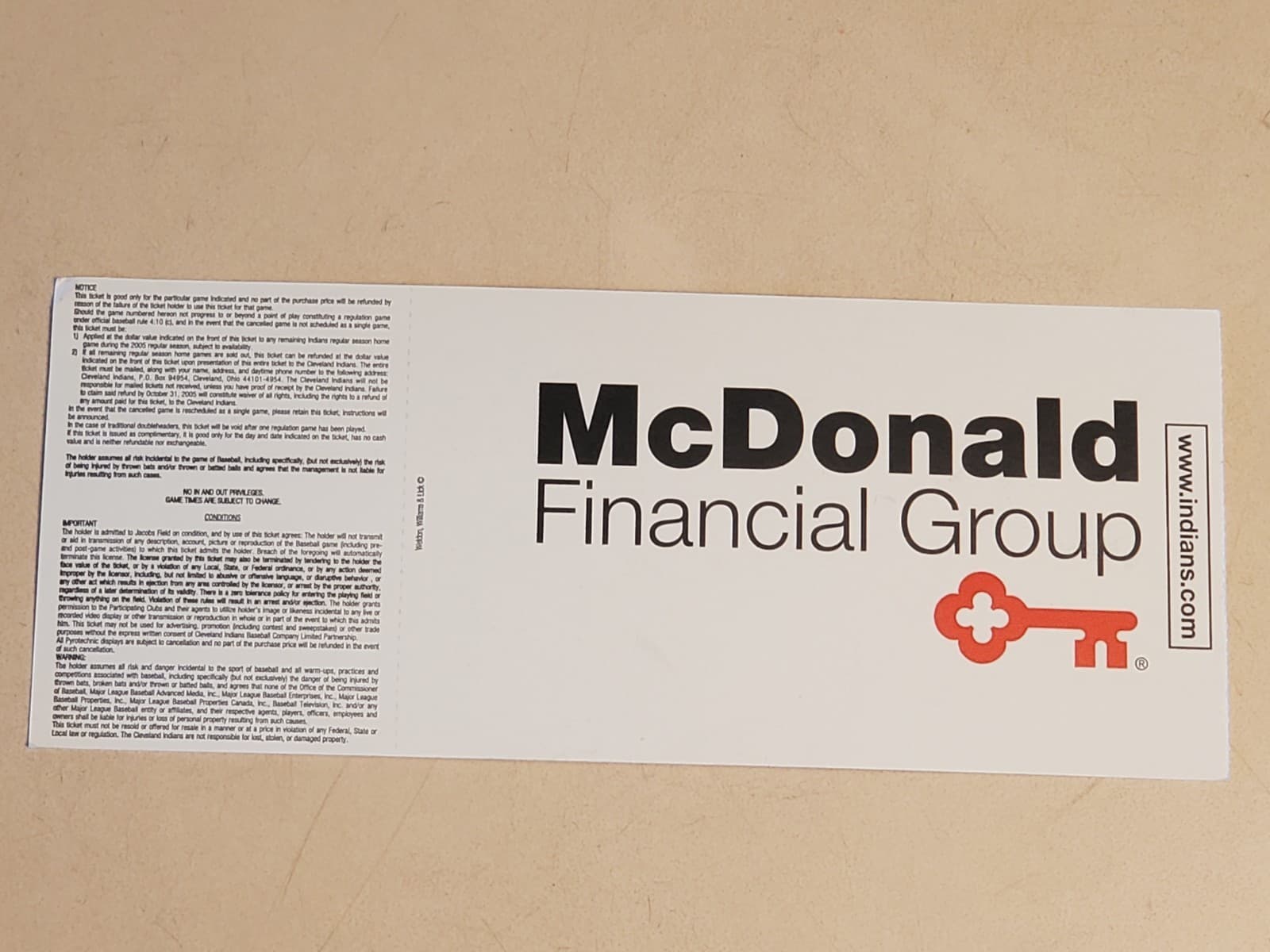 2005 MLB Cleveland Indians Ticket Stub MAY 28 2005 v Oakland A's (6-3W) SUITE D8 - Thumbnail 2