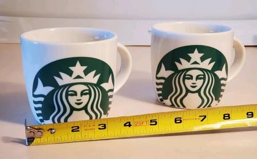 2016 Starbucks Big Chubby Green White Coffee Mug LOT×2. Tea Cup Mermaid 14oz - Thumbnail 4