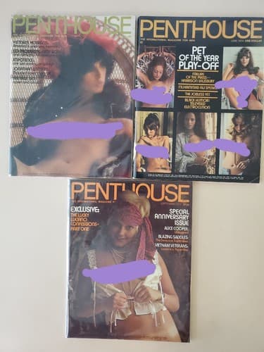 PENTHOUSE Magazine LOT OF 3. 1974 Apr Jun Sep. Collectible issues. Protective - Image 1