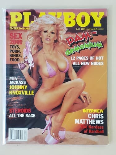 PLAYBOY Magazine 2001 July. Pamela Anderson. Interview: Johnny Knoxville. - Image 1