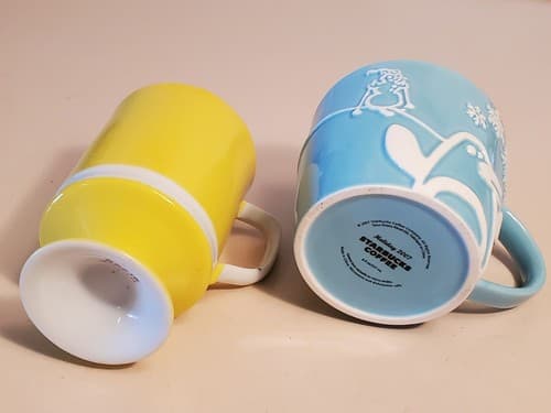 8oz. COFFEE MUG LOT OF 2. STARBUCKS Blue Winter 2007 Mug & Japan 8oz. Yellow Mug - Thumbnail 3