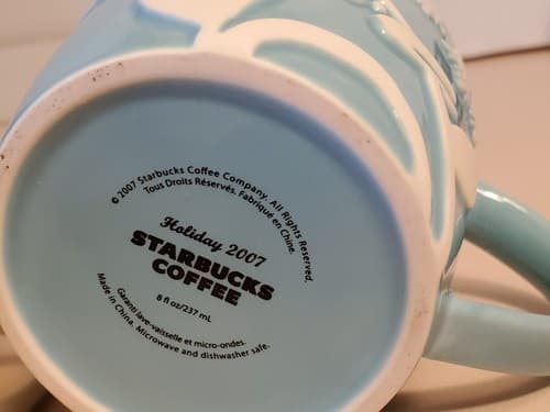 8oz. COFFEE MUG LOT OF 2. STARBUCKS Blue Winter 2007 Mug & Japan 8oz. Yellow Mug - Thumbnail 5