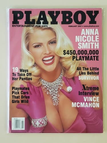PLAYBOY Magazine 2001 Feb. Anna Nicole Smith. Interview: Vince McMahon. Collect - Image 1