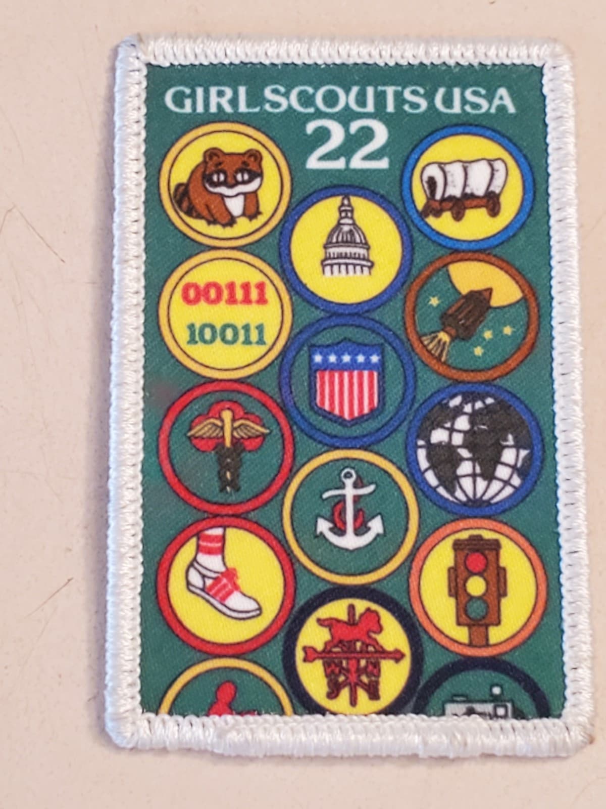 GIRL SCOUTS Patch '2022 Girl Scouts USA' GSA Embroidered Iron-on. NEW Loose Item - Image 1