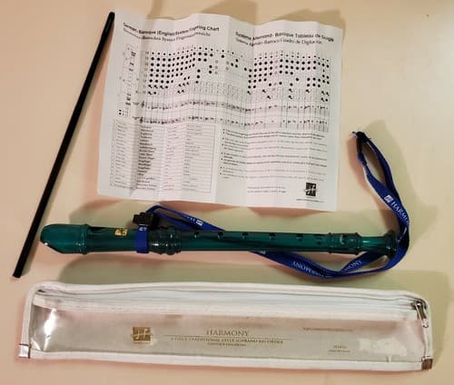 Harmony 2-Piece Traditional Style Soprano Recorder. Baroque Fingering. GREEN - Thumbnail 2