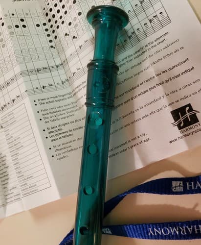 Harmony 2-Piece Traditional Style Soprano Recorder. Baroque Fingering. GREEN - Thumbnail 4