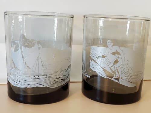 McDonald's Hawaii drinking glass lot of two. Surfing & Outrigger themed. Mahalo♡ - Thumbnail 2