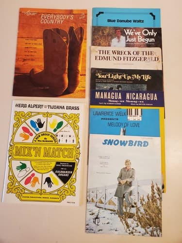Vintage 1970s SHEET MUSIC LOT OF 9. Bundle incl 2 books & 7 Songs Herb Alpert - Image 1