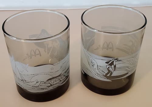 McDonald's Hawaii drinking glass lot of two. Surfing & Outrigger themed. Mahalo♡ - Image 1