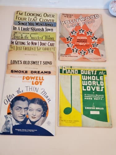 Antique 1920s 30s SHEET MUSIC LOT OF 11. Bundle includes 2 books & 9 Songs. Nice - Image 1
