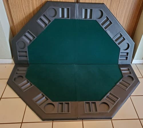 Halex Pitboss Green Felt Poker Card Tabletop w molded chip+drink holders, 8 play - Image 1