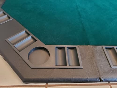 Halex Pitboss Green Felt Poker Card Tabletop w molded chip+drink holders, 8 play - Thumbnail 3