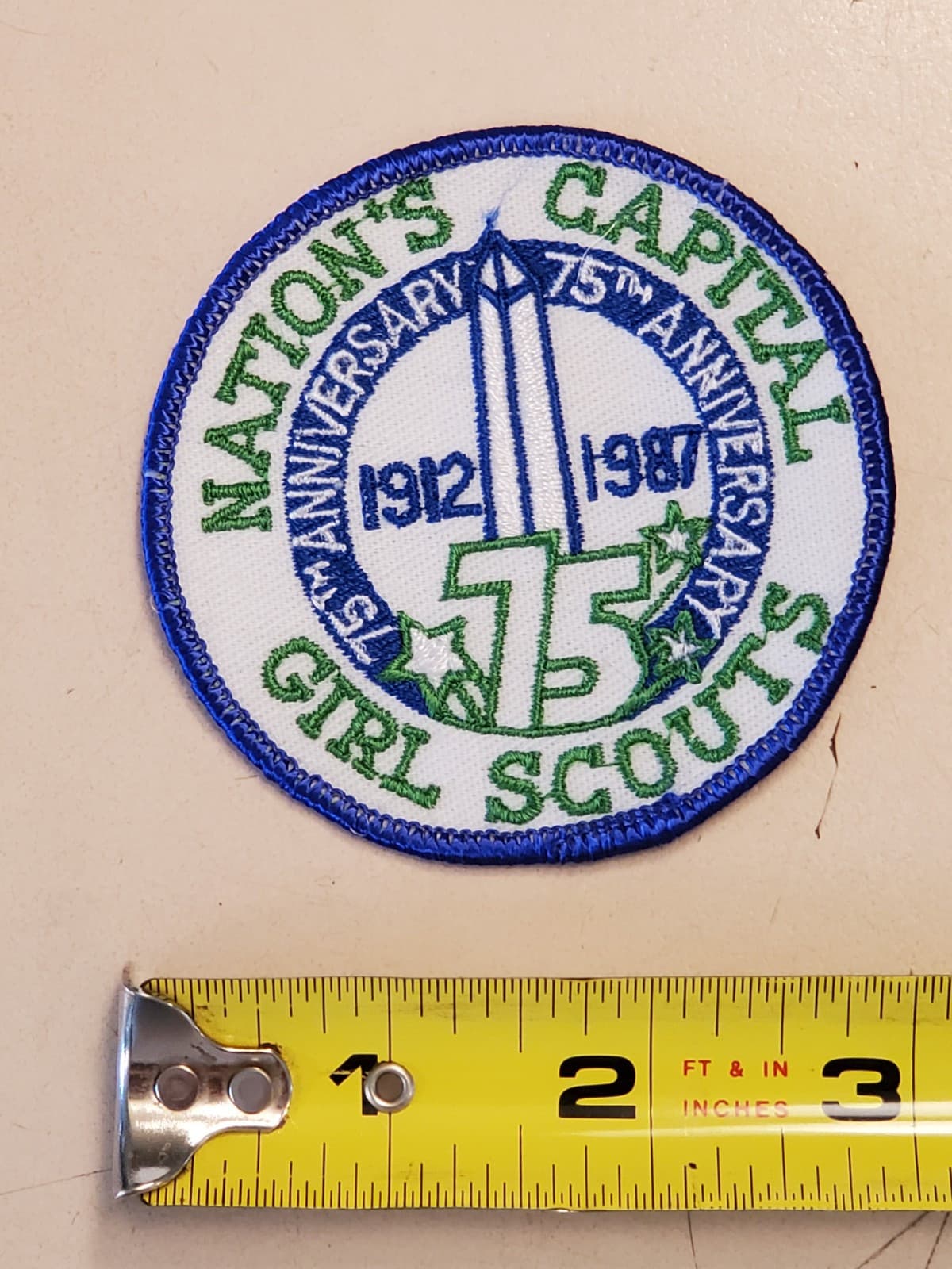 GIRL SCOUTS Patch '1987 75th Anniversary' GSA Embroidered Iron-on. NEW Loose - Thumbnail 5