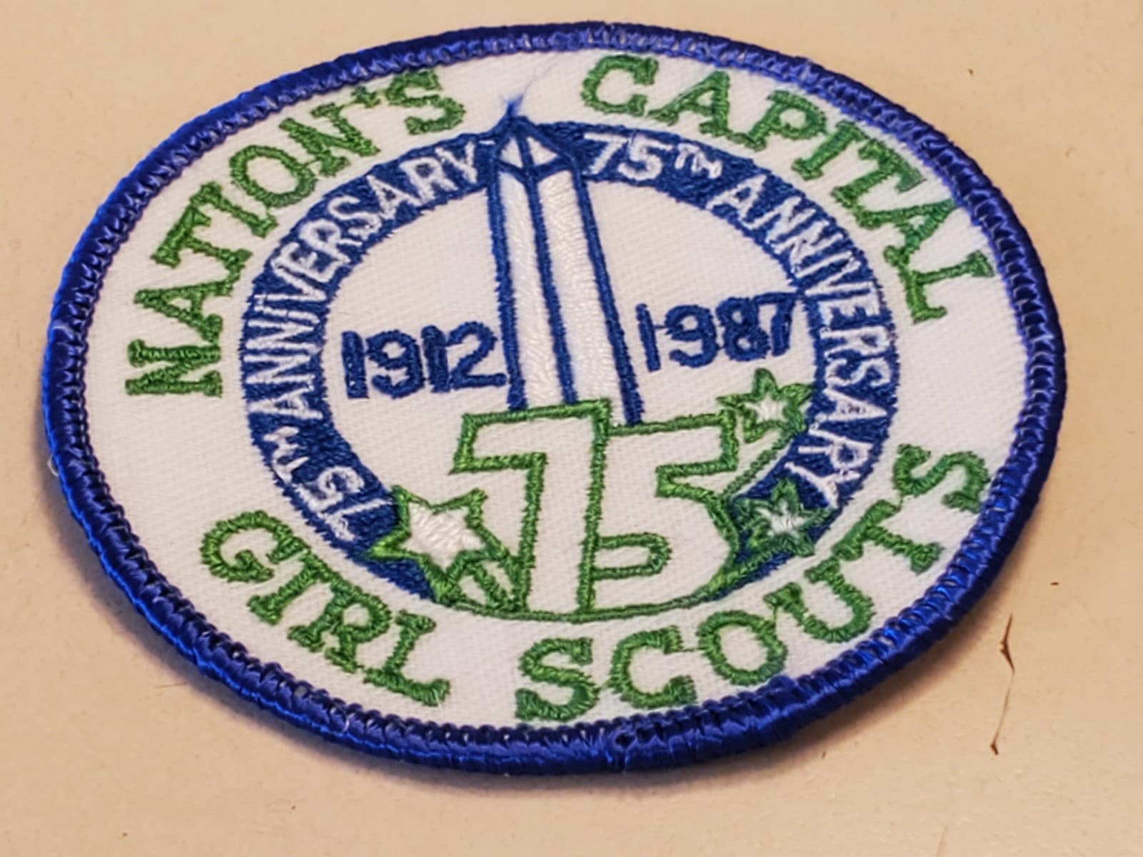 GIRL SCOUTS Patch '1987 75th Anniversary' GSA Embroidered Iron-on. NEW Loose - Thumbnail 4
