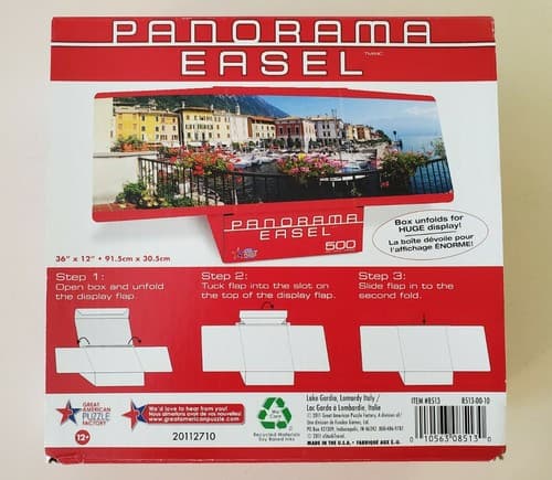 Puzzle - Panorama Easel - Lake Garda Italy. 500 Pieces, 36" x 12" Panoramic. - Thumbnail 3