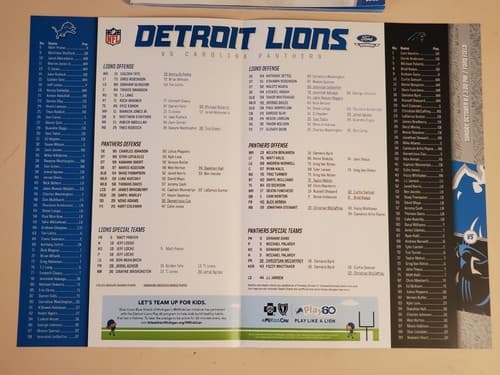 2017 DETROIT LIONS LOT of 4 a.Yearbook b.Oct 8 Lineup v Carolina Panthers+Schedu - Thumbnail 5