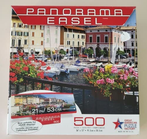 Puzzle - Panorama Easel - Lake Garda Italy. 500 Pieces, 36" x 12" Panoramic. - Image 1