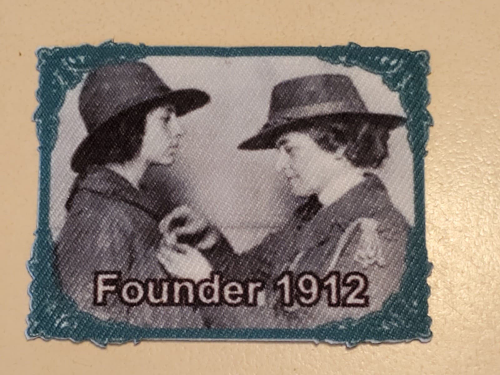 GIRL SCOUTS Patch 'Juliette Gordon Low, Founder in 1912' GSA Embroidered Iron-on - Image 1