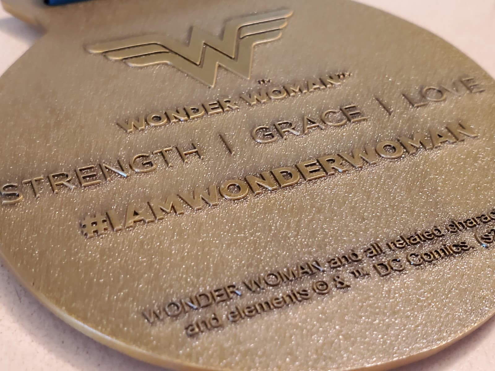 DC WONDER WOMAN RUN SERIES Medal with Ribbon. Bronze color metal w red enamel - Thumbnail 13