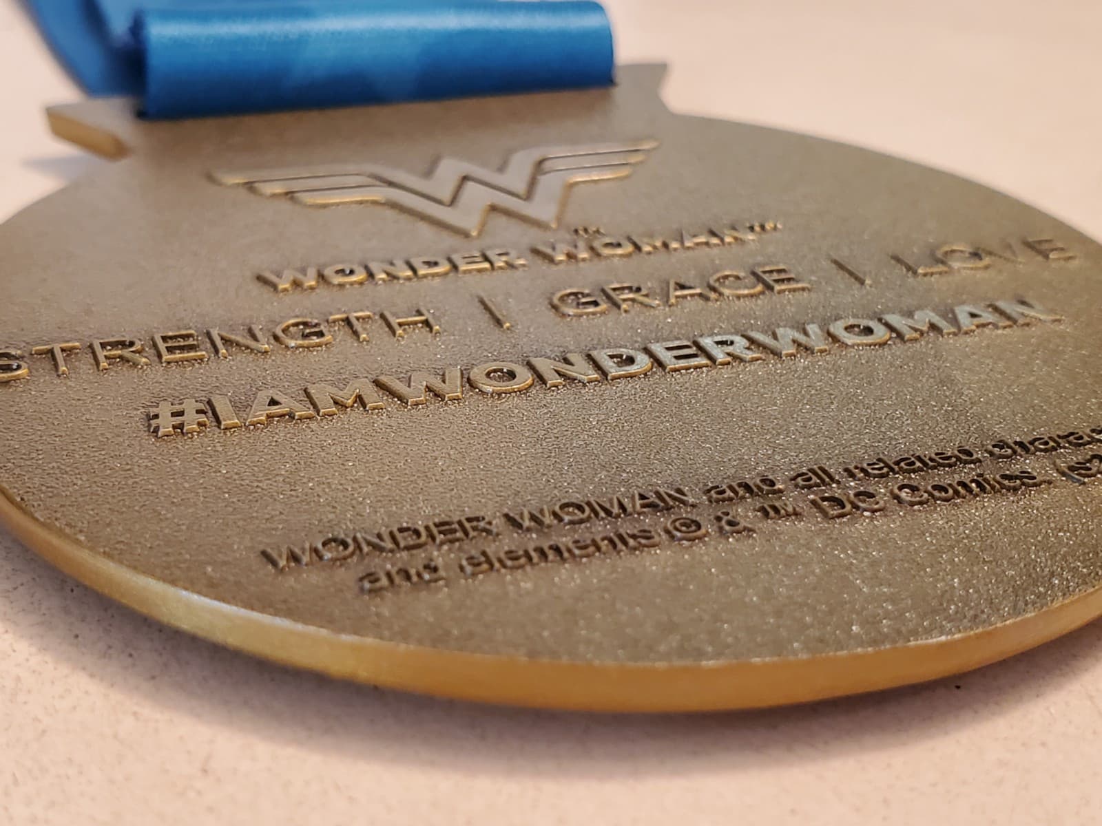 DC WONDER WOMAN RUN SERIES Medal with Ribbon. Bronze color metal w red enamel - Thumbnail 12