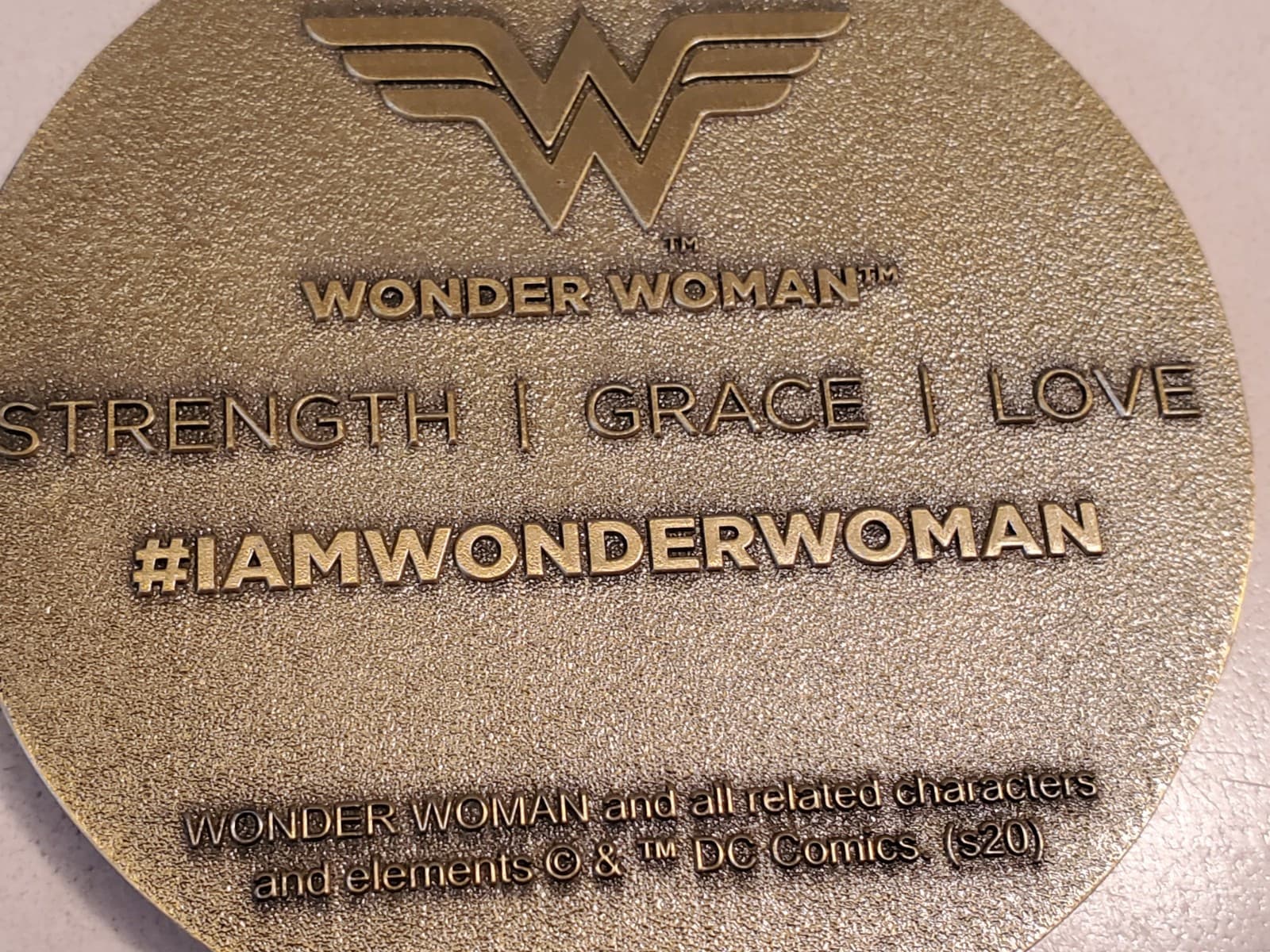 DC WONDER WOMAN RUN SERIES Medal with Ribbon. Bronze color metal w red enamel - Thumbnail 5