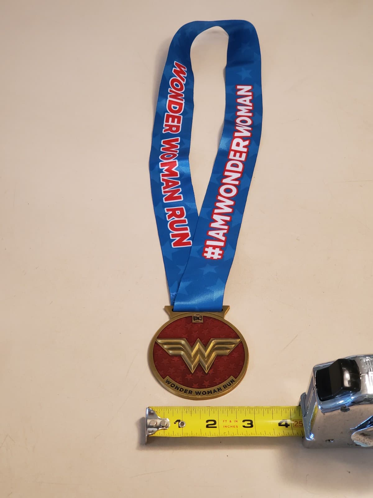 DC WONDER WOMAN RUN SERIES Medal with Ribbon. Bronze color metal w red enamel - Thumbnail 8