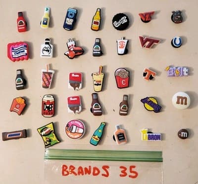 LOT(35) SHOE Charms 'BRANDS' shoe jibbitz for sandals cloggs. Fits adult &youth - Image 1